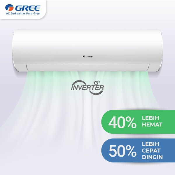 Gree AC Split ( AC Dinding ) Inverter F1 Series 2 PK R32 1400 Watt - GWC-18F1 | GWC18F1S | 18F1 